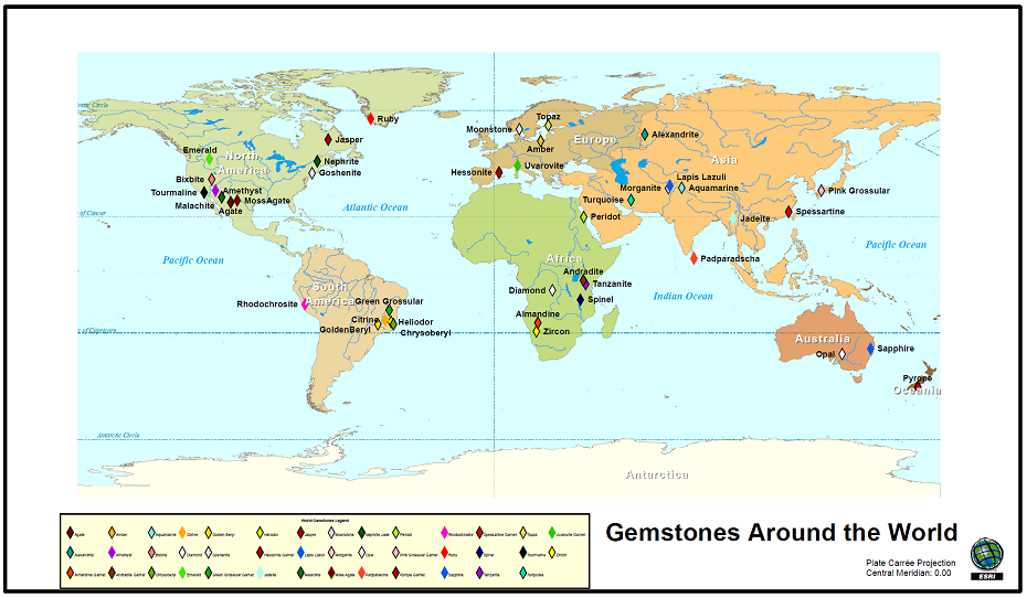 World Gemstone Map