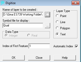 screenshot of digitize module