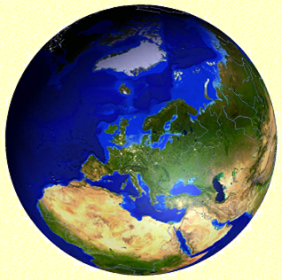 Image of globe with light orange-yellow background. Downloaded image from http://www.bestshareware.net/img2/3d-world-map-big.jpg